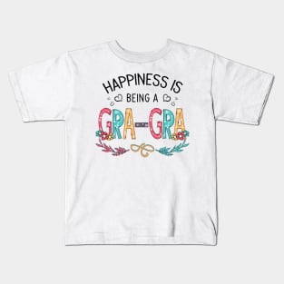 Happiness Is Being A Gra-Gra Wildflowers Valentines Mothers Day Kids T-Shirt